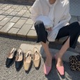 Small square head thick heel sandals female spring new Baotou back empty word buckle low heel single shoes female tide