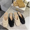 Spring and summer new Baotou female drag fashion fold lazy low-heeled lazy sandals