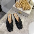 Spring and summer new Baotou female drag fashion fold lazy low-heeled lazy sandals
