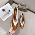 Spring new product small square head color matching temperament single shoes fashion wild commuter OL shallow mouth high heel women's shoes
