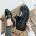 Semi-slipper women wear new spring and summer thick bottom Baotou without heel lazy wedge heel height increase muffin