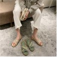 Summer new Roman holiday flat bottom female summer set toe cross with round head open toe female flat bottom sandals