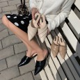 Fashion spring new pointed casual simple personality thick with outer wear Baotou half slippers female tide