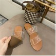 Spring and summer Rome new transparent glass glue is white and thin and comfortable vacation beach slippers have a large size of 40