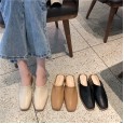 Spring and summer new square-toed women's shoes with semi-drag heels and heels