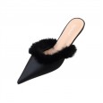 Spring fashion hairy edging with OL professional wedding semi-dragging lazy women's shoes