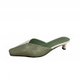 Fashion small square head color matching thick with shallow mouth half dragging lazy set feet OL dress women's shoes