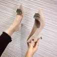 New fashion pointed rhinestone women's shoes work shoes wild suede shallow mouth foot OL single shoes