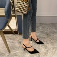 Baotou fine with Korean spring new fashion wild after stumbling with pointed OL hollow high-heeled shoes women