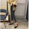 Baotou fine with Korean spring new fashion wild after stumbling with pointed OL hollow high-heeled shoes women