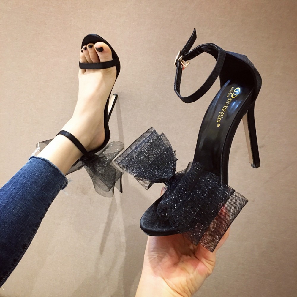 Fashion summer word buckle wild bow open toe fine high heel OL women's sandals