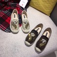Early spring new fashion casual lazy shoes female wild rhinestone flat bottom shoes straw fisherman shoes female