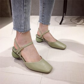 Spring fashion word buckle with square head wild classic round thick with square head professional OL single women's shoes