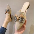 New Muller shoes casual half drag fashion rhinestone bow tie low heel lazy female sandals