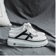 Thick bottom high heel Baotou half slippers summer mesh yarn muffin bottom lazy shoes lace casual sandals female wear