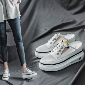 Thick bottom increased sandals Baotou half slippers summer mesh yarn muffin bottom lazy shoes casual sandals female wear