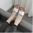 Summer new style with stone pattern fairy sandals thick with crystal heel sexy cool half slippers