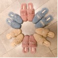 All true rabbit fur shoes autumn and winter new wild diamond pearl half drag