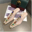 New rhinestone gem transparent semi slippers