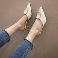 Summer Baotou transparent sandals female fairy style thin middle heels and empty half drag women's shoes