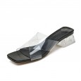 Summer Roman new transparent film crystal thick with cross with open toe in the cold half slippers women