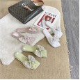 Women's summer new beach shoes bow tie rhinestones flat bottom open toe lazy sandals and slippers