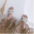 New Roman summer cross belt flat bottom wear OL beach vacation tide female half drag sandals