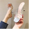 High heel female summer cross transparent belt open toe fine heel wear drag sandals fashion OL rhinestone summer new