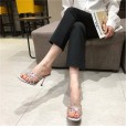 High heel female summer cross transparent belt open toe fine heel wear drag sandals fashion OL rhinestone summer new