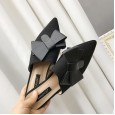 New style bow knot pointed hemp baotou half drag flat shoes wear lazy shoes