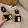 Summer new Roman hemp woven flat bottom fisherman open-toed lazy beach tide female half slippers