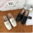 New Roman Fashion Bowknot Soft Leather Square Head Flat Bottom Set Foot Beach OL Lazy Man Half-tide Tide