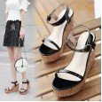 Summer new female fairy sense transparent word buckle super high heel wedge heel sandals open toe thick bottom women's shoes