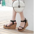 Summer new female fairy sense transparent word buckle super high heel wedge heel sandals open toe thick bottom women's shoes