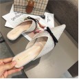 The new outer wear half slippers women's fashion wild baotou shoes fine heel pointed rhinestone shoes 5-3