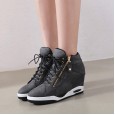 Fashion all-match denim lace-up wedge heel women's shoes spring and autumn new lace-up high heel women's shoes