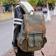 Men Canvas Large Capacity Outdoor Backpack Laptop Backpack - Black 