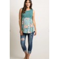 Summer printed sleeveless T-shirt