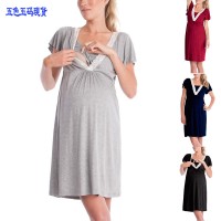 Hot-sale lace stitching multifunctional mother nursing dress pajamas before and after pregnancy