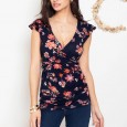 Hot sale maternity dress fashion printed deep V-neck cross breastfeeding T-shirt