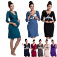 Hot fashion lace lace stitching deep V-neck nursing dress pregnant women pajamas nursing clothes