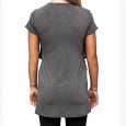 Best selling round neck solid color short dress maternity dress lace up nursing pajamas