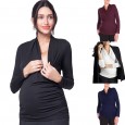 Hot Sale Long Sleeve Spring and Autumn Maternity Wear Wrinkled Cross Neck Care Top