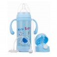 Baby insulated baby bottle children kettle with handle straw nipple dual-use stainless steel cartoon water cup learning drink cup