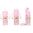 Baby insulated baby bottle children kettle with handle straw nipple dual-use stainless steel cartoon water cup learning drink cup