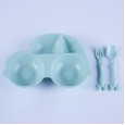 New car wheat children's grid plate wheat straw mickey bowl cutlery set with spoon and fork