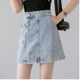 Denim short skirt female spring and summer new high waist chic skirt a word bag hip skirt was thin tide