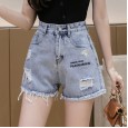 Daisy denim shorts female summer new loose high waist was thin light blue wide leg pants hot pants