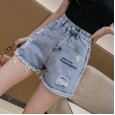 Daisy denim shorts female summer new loose high waist was thin light blue wide leg pants hot pants
