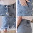 High waist denim skirt female new skirt spring and summer mid-length a-line skirt was thin and versatile